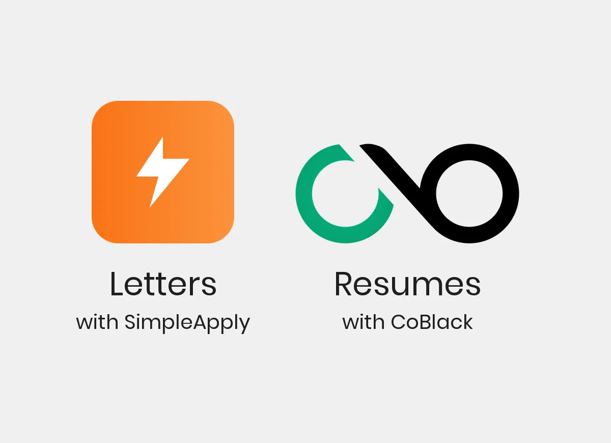 Cover image: SimpleApply tailors the letter. CoBlack tailors the resume