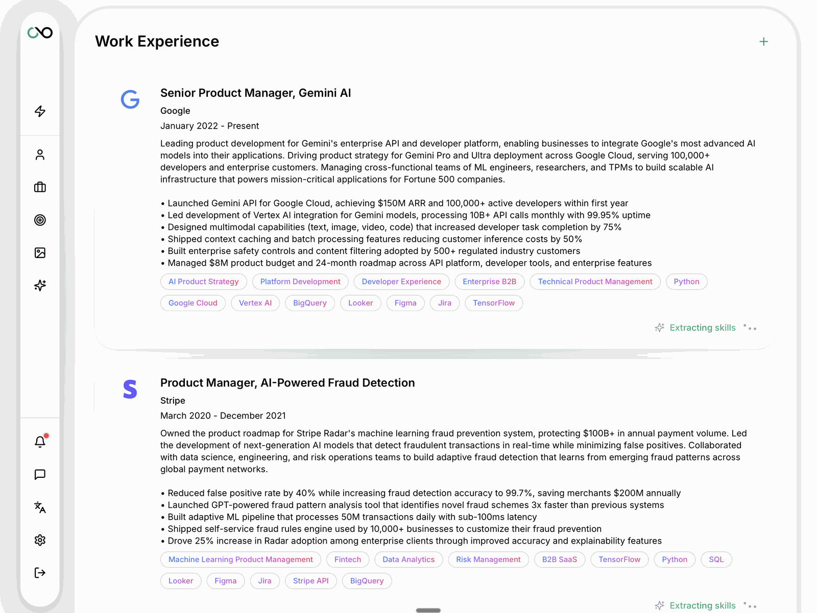 CoBlack skill extraction from work experience